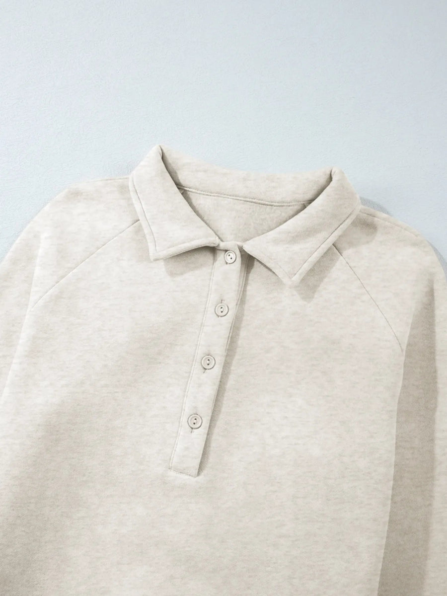 Collared Sweatshirt and High Waist Pants Active Set - CELIVINE