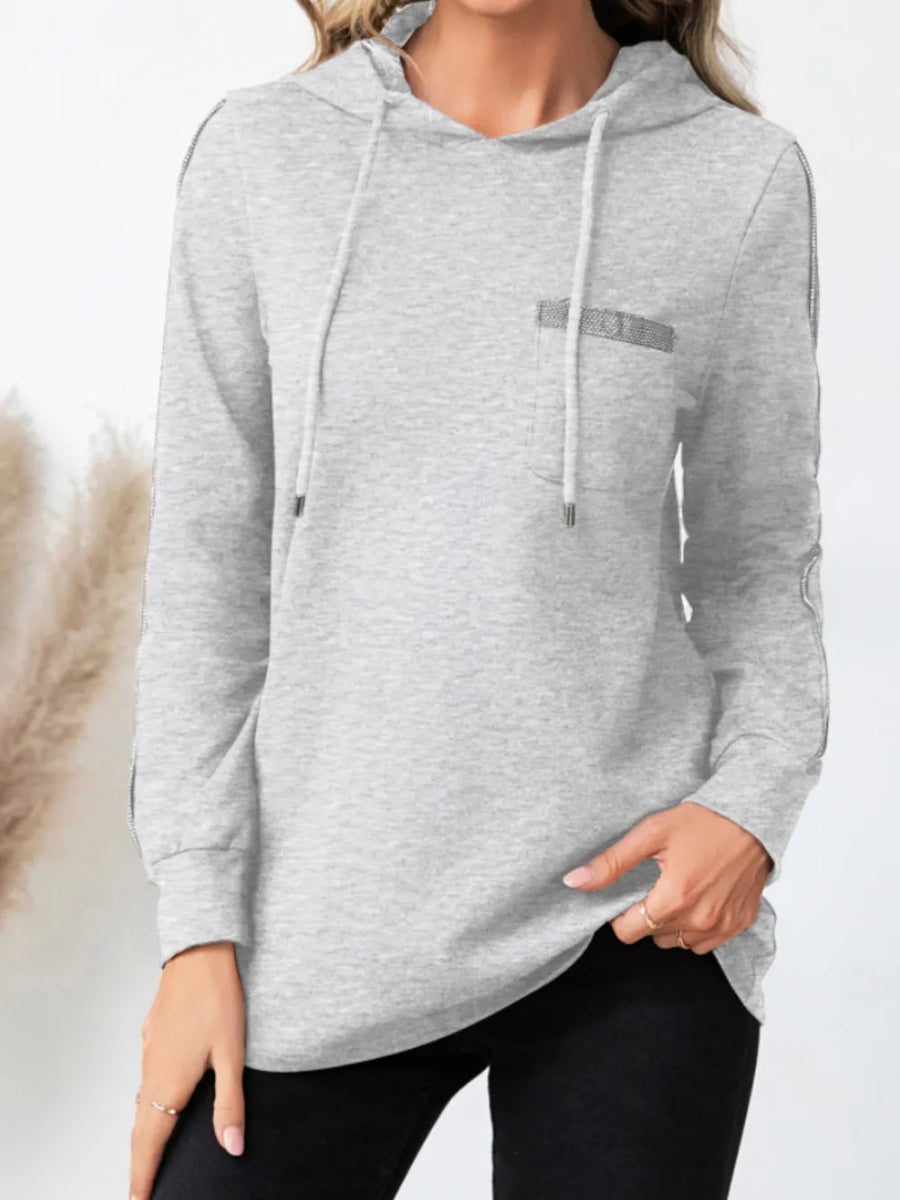 Drawstring Long Sleeve Hoodie - CELIVINE
