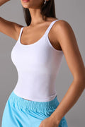 Scoop Neck Active Tank with Detachable Chest Pads - CELIVINE
