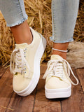 Lace Up Platform Sneakers - CELIVINE