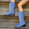 Point Toe Block Heels Boots - CELIVINE