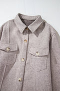 Button Up Collared Neck Long Sleeve Jacket - CELIVINE