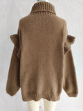 Ruffled Turtleneck Long Sleeve Sweater - CELIVINE