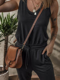 Tie Waist Sleeveless Jogger Jumpsuit - CELIVINE