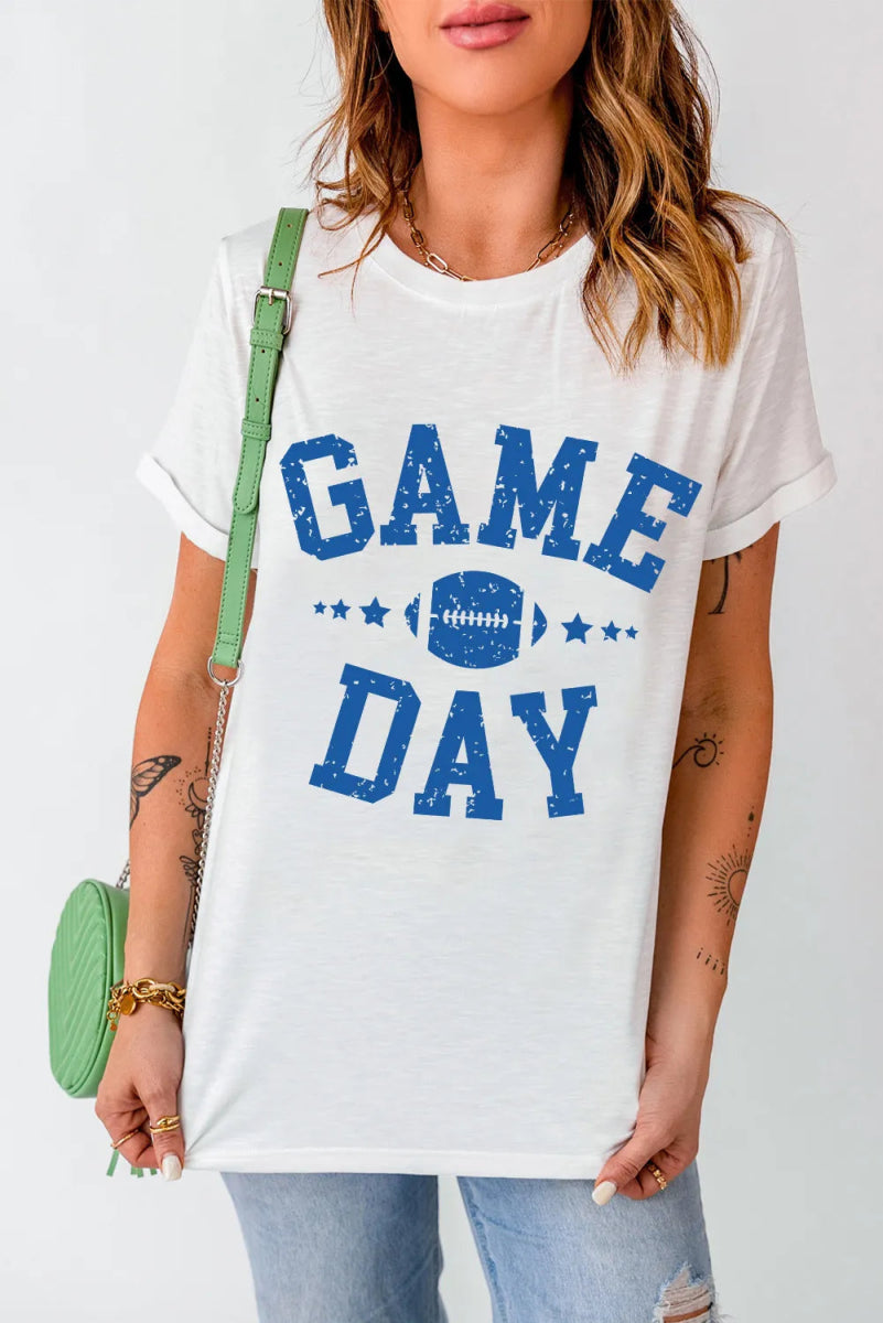GAME DAY Round Neck Short Sleeve T-Shirt - CELIVINE