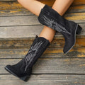 Point Toe Block Heels Boots - CELIVINE