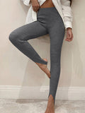 Ribbed Mid Waist Leggings - CELIVINE