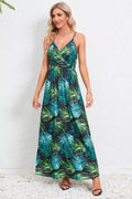 Printed Surplice Maxi Cami Dress - CELIVINE