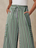 Contrast Striped Wide leg Pants - CELIVINE