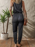Tie Waist Sleeveless Jogger Jumpsuit - CELIVINE