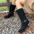 Point Toe Block Heels Boots - CELIVINE