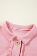Pocketed Half Button Long Sleeve Sweatshirt - CELIVINE