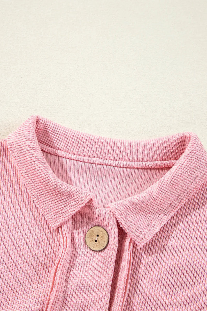 Pocketed Half Button Long Sleeve Sweatshirt - CELIVINE
