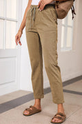Drawstring Straight Pants with Pockets - CELIVINE