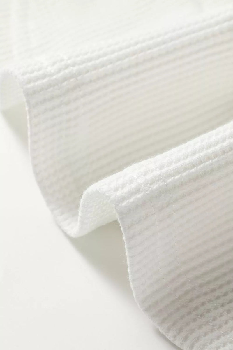 Rounded Neck Waffle Long Sleeve Top - CELIVINE