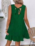 Ruffled Hem Round Neck Sleeveless Dress - CELIVINE