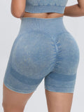 Washed High Waist Active Shorts - CELIVINE