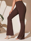 Full Size High - Waist Flare Active Pants Plus Size - CELIVINE