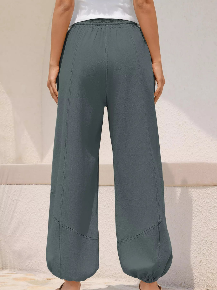 Wide Leg Drawstring Pants - CELIVINE