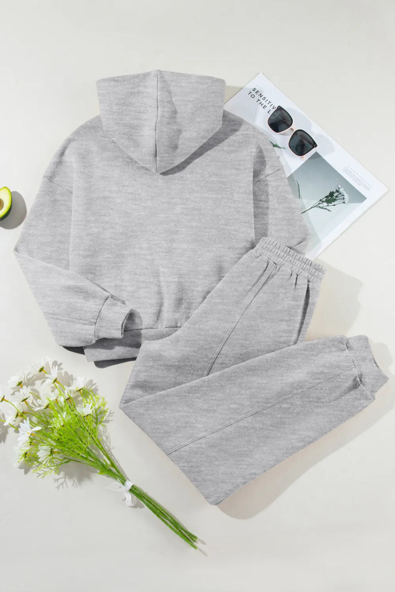Dropped Shoulder Long Sleeve Hoodie and Pants Active Set - CELIVINE