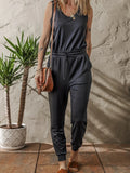 Tie Waist Sleeveless Jogger Jumpsuit - CELIVINE