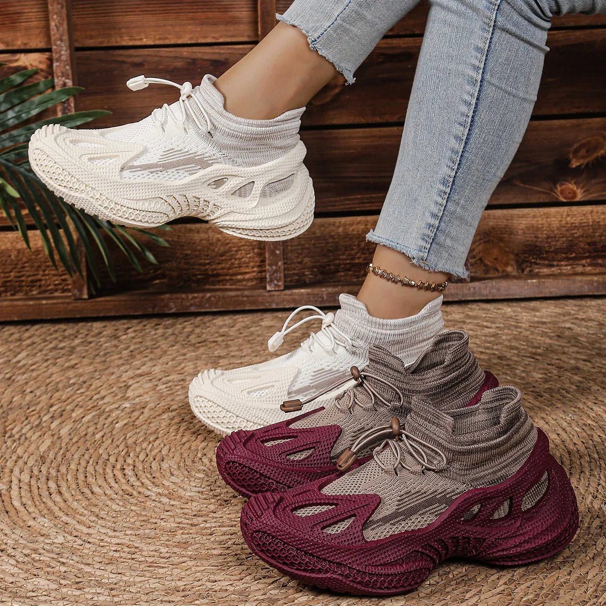 Lace Up Mesh Athletic - CELIVINE