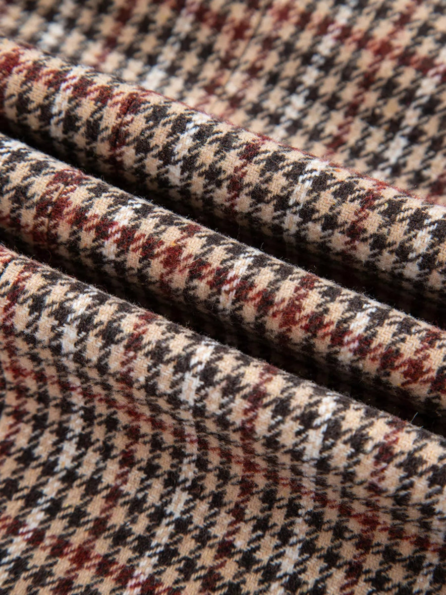 Houndstooth Lapel Collar Blazer - CELIVINE