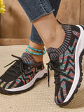 Mesh Knit Lace Up Athletic - CELIVINE