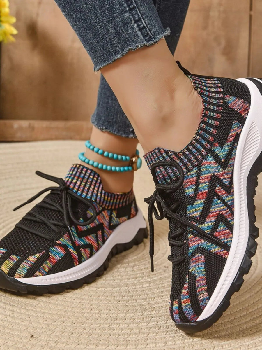 Mesh Knit Lace Up Athletic - CELIVINE