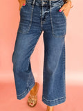 Cropped High Rise Wide Leg Jeans - CELIVINE