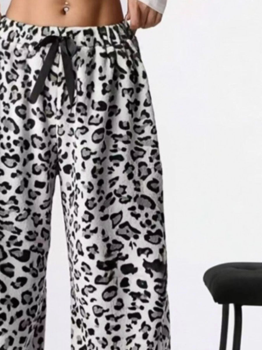 Leopard Wide Leg Pants - CELIVINE
