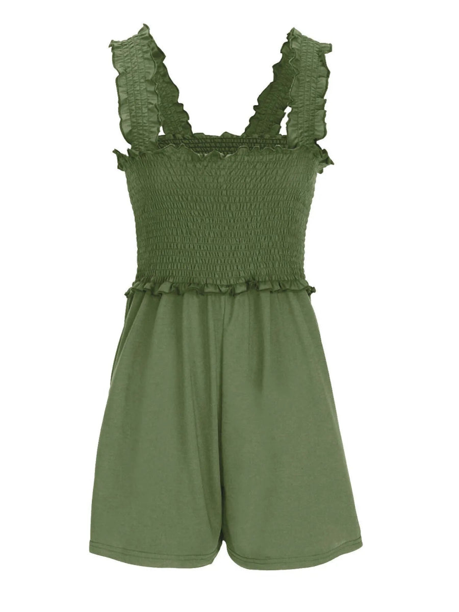Smocked Square Neck Summer Romper - CELIVINE