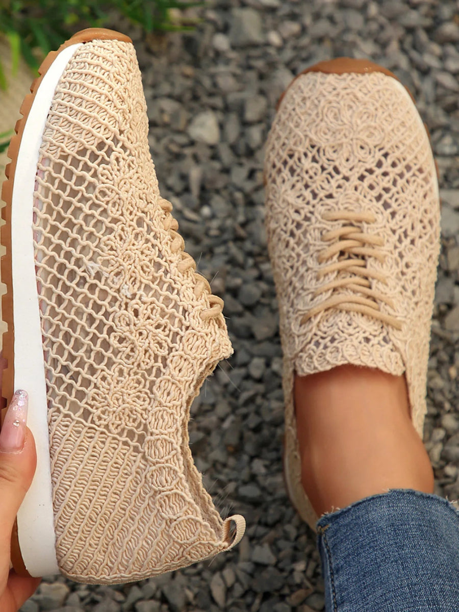 Breathable Mesh Lace - Up Sneakers - CELIVINE