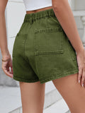 High Waist Cargo Denim Shorts - CELIVINE