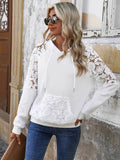 Drawstring Lace Detail Long Sleeve Hoodie - CELIVINE