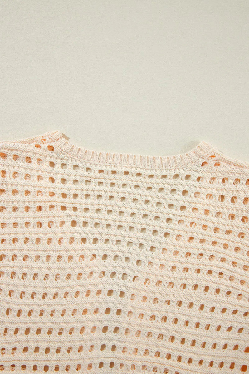 Openwork Open Front Cardigan - CELIVINE
