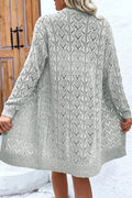 Openwork Button Down Long Sleeve Cardigan - CELIVINE
