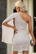 Sequin One Shoulder Mini Dress - CELIVINE