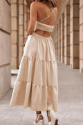 Tiered Crisscross Spaghetti Strap Dress - CELIVINE