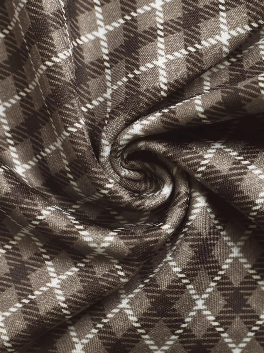 Plaid High - Waisted Wide Leg Pants - CELIVINE