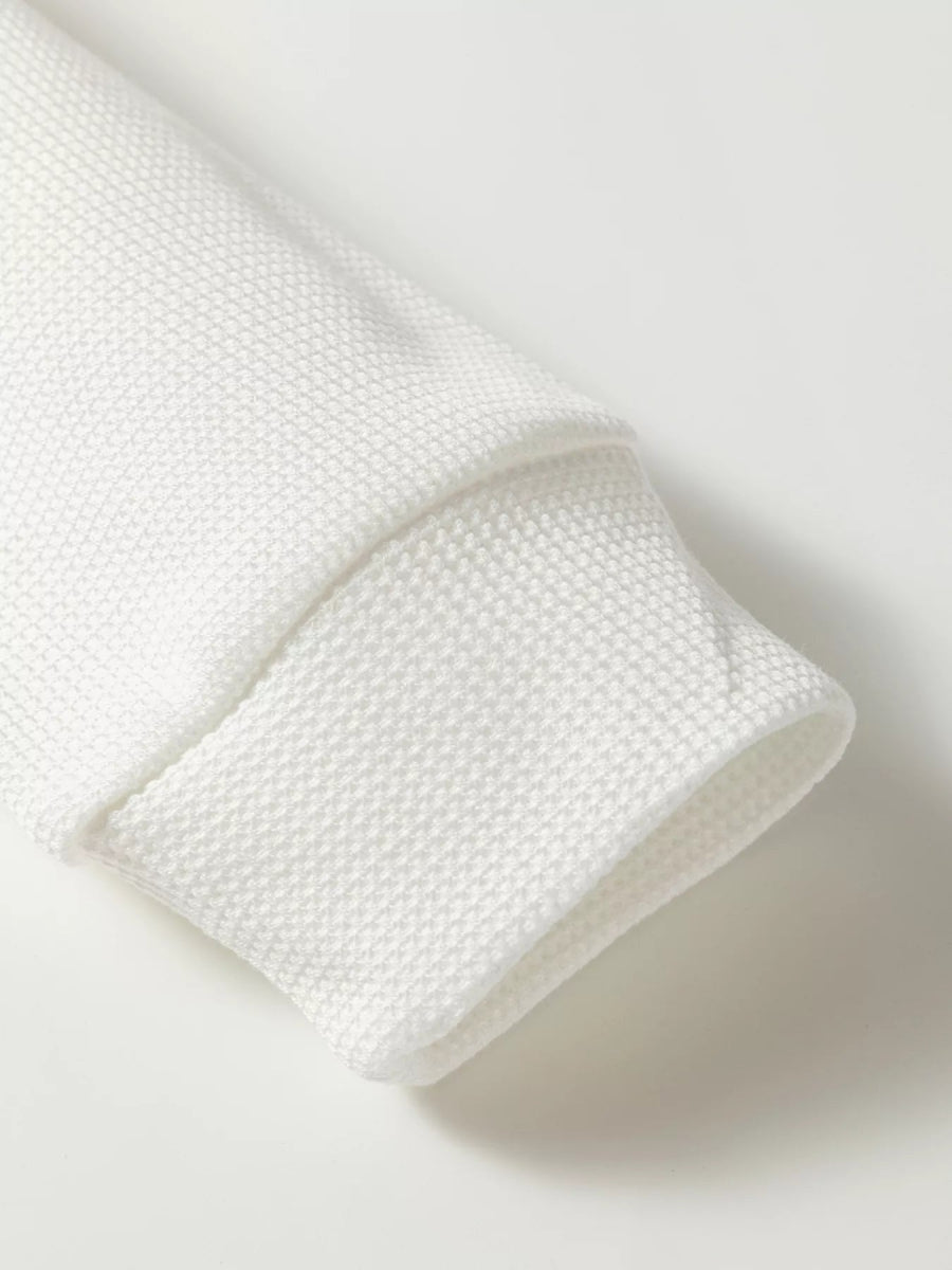 Rounded Neck Waffle Long Sleeve Top - CELIVINE