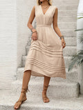 V - Neck Sleeveless Midi Dress - CELIVINE