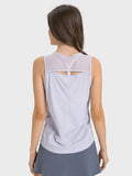 Cutout Back Round Neck Active Tank - CELIVINE