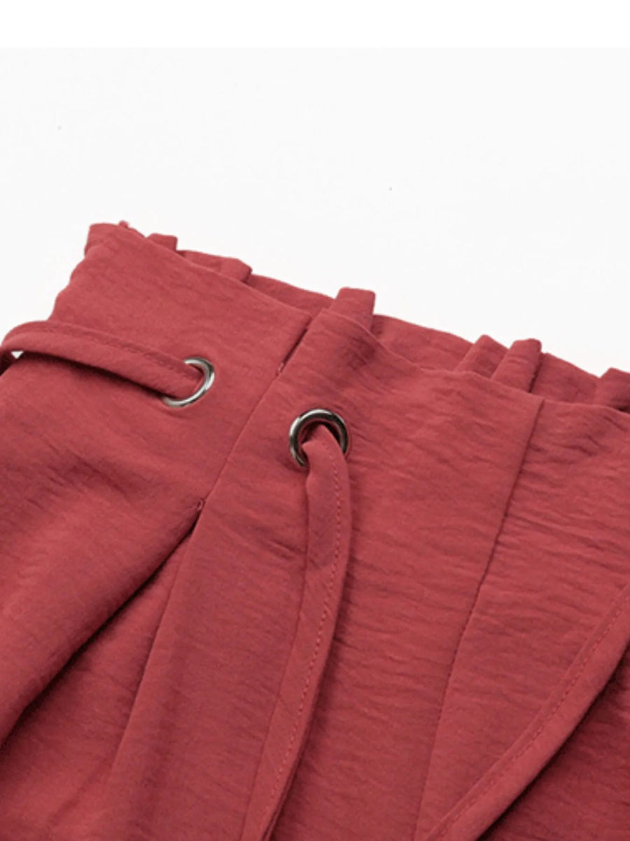 Tied Solid Color Shorts - CELIVINE