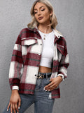 Plaid Long Sleeve Shirt Jacket - CELIVINE