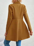 Collared Neck Button Up Long Sleeve Coat - CELIVINE
