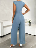 Devine Round Neck Sleeveless Wide Leg Jumpsuit - CELIVINE