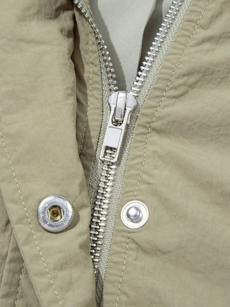 Zip Up Cropped Hooded Utility Jacket - CELIVINE