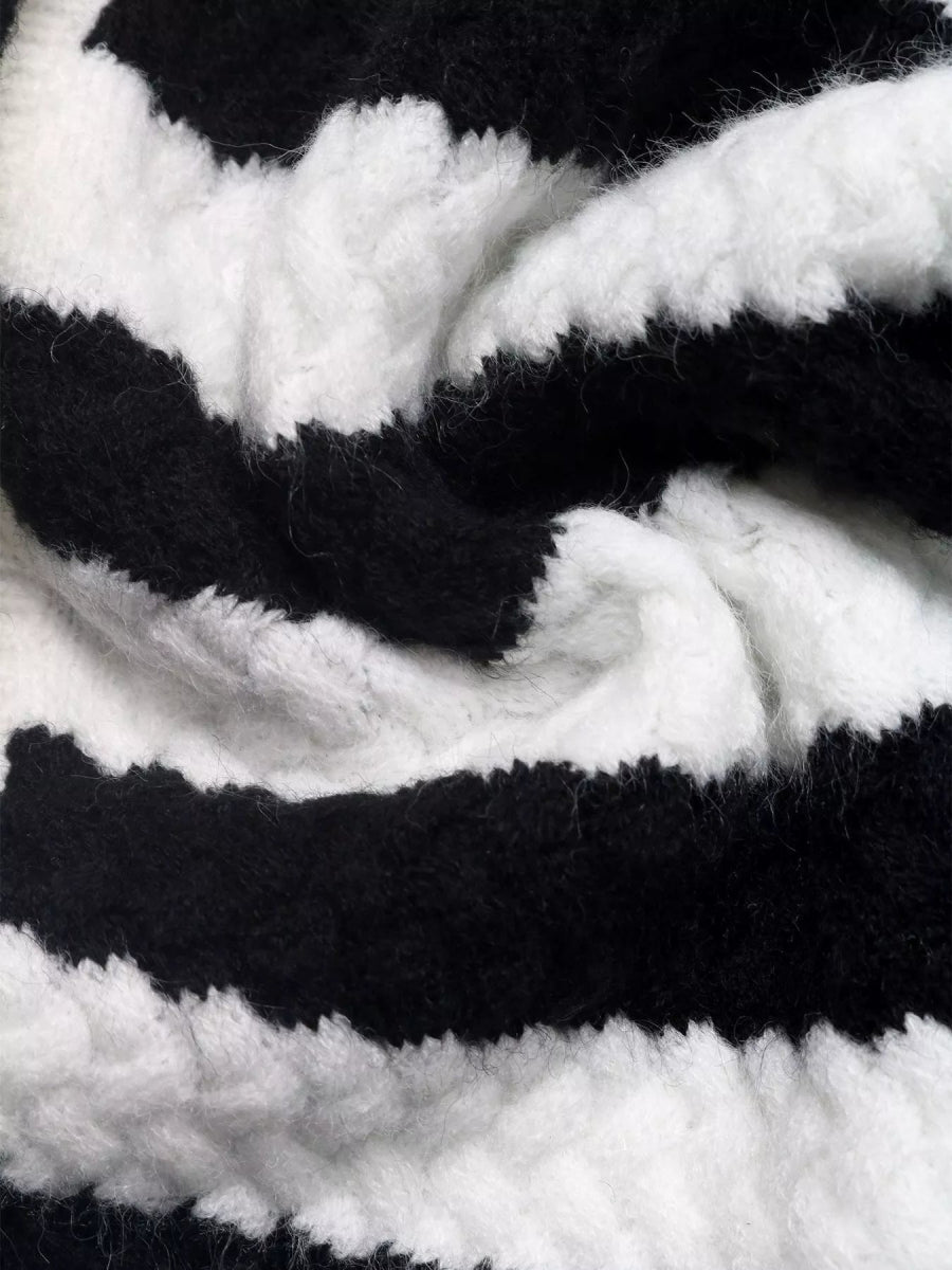 Striped Button - Up Long Sleeve Cardigan - CELIVINE