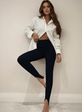 Ribbed Mid Waist Leggings - CELIVINE